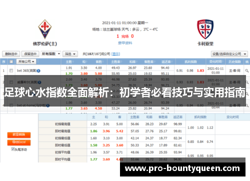 足球心水指数全面解析：初学者必看技巧与实用指南
